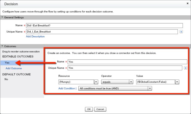 Adding an Editable Outcome