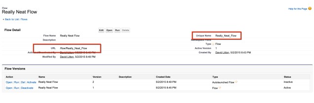 Flow Unique Name and URL