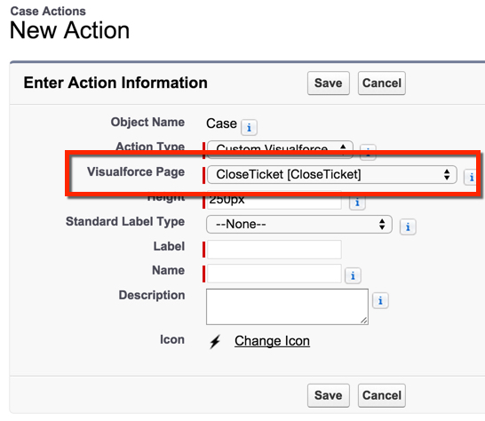 Select the Visualforce Page