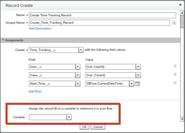 Start Button - Element 3 - Create Time Tracking Record - 2