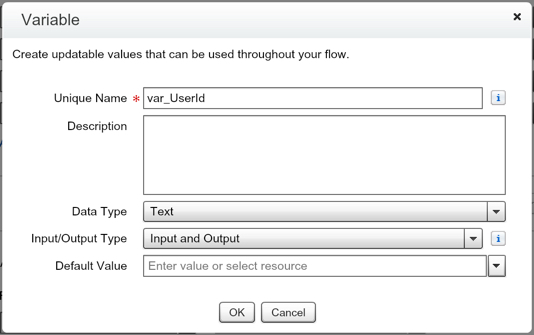 Variable Creation - var_UserId